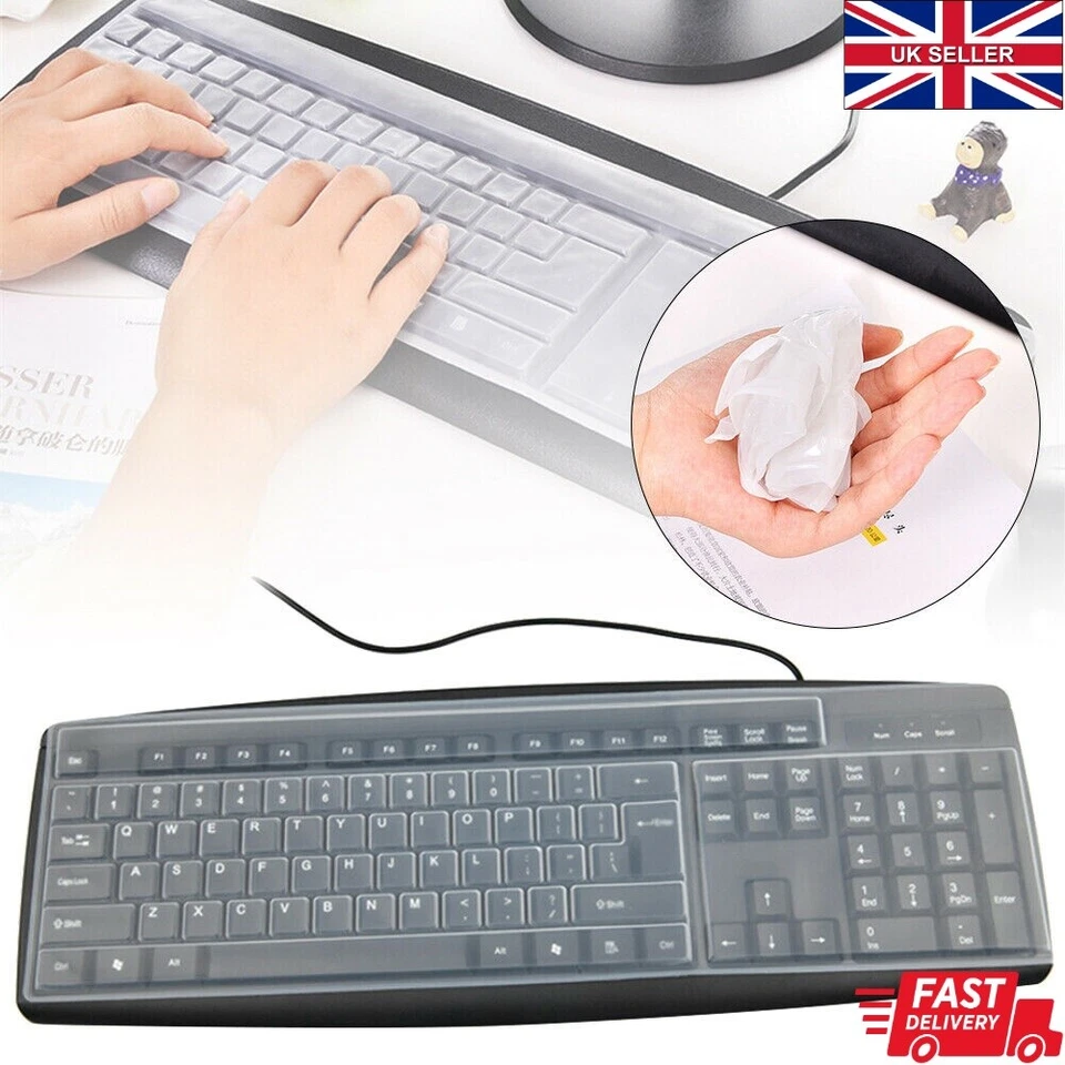 Universal Desktop Tastatur Schutzhülle Silikon Cover Schutz Skin Klar Folie - Bild 2 von 4