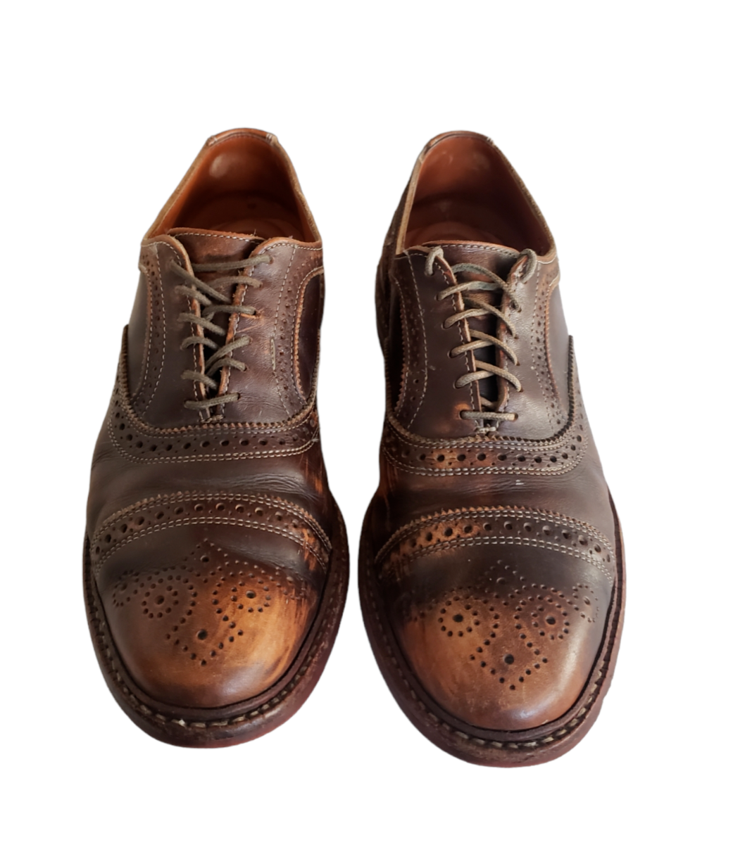 SAOLA Scarpe Oxford Allen Edmonds Strandmonk in pelle con punta alare e cappuccio da uomo taglia 10 D