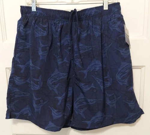 Pantaloncini da bagno Croft & Barrow da uomo taglia grande blu design pesce vela nuovi con etichette $34