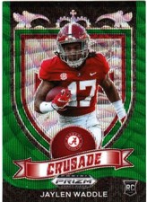 2021 Panini Prizm Draft Picks Jaylen Waddle Crusade RC Green Wave Prizm ROOKIE