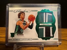 2019-20 Panini Flawless Romeo Langford RC EMERALD DUAL Rookie Patch 4/5 1/1