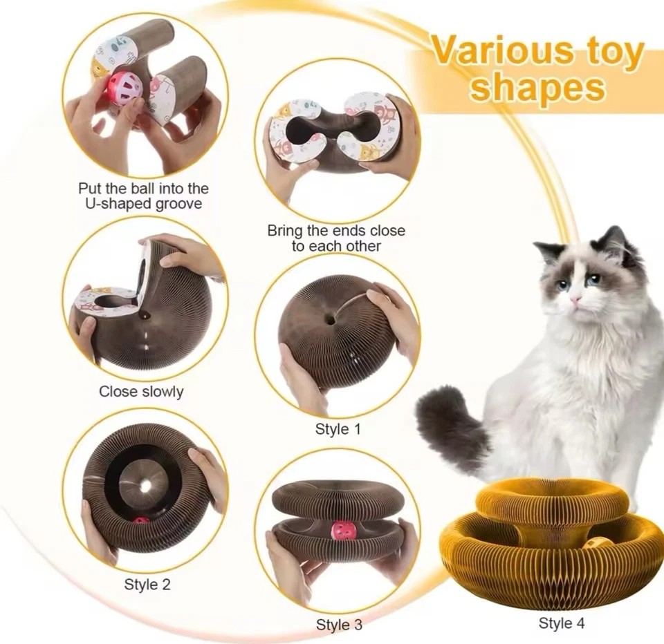 Magic Organ Cat Scratch Toy, Cat Scratching Toy With Ball, Scratch Board Cat Toy - Image 4 of 4