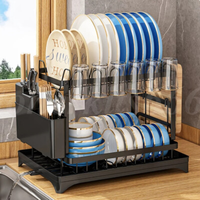 2 Tier Over The Sink Dish Drying Rack Dish Rack Above Kitchen Shelf Dish Drainer