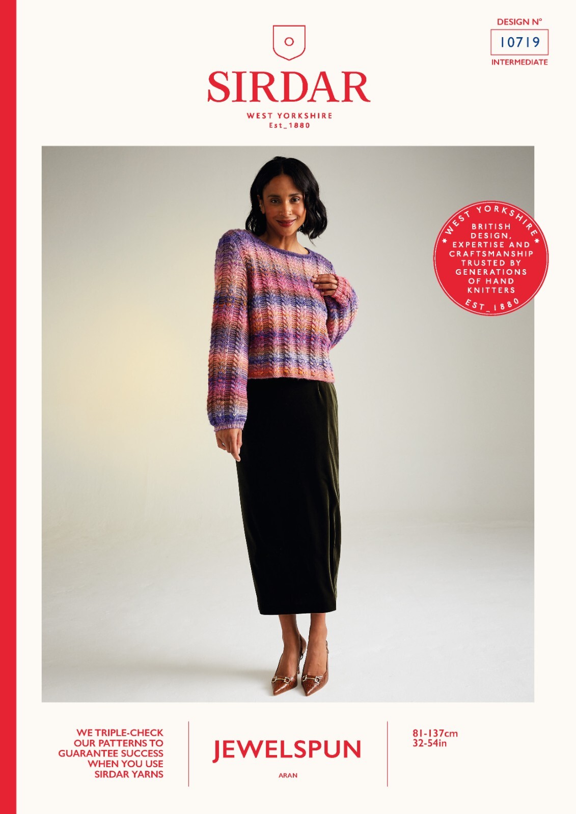 Sirdar Jewelspun Aran Knitting Pattern - 10719 Ladies Sweater
