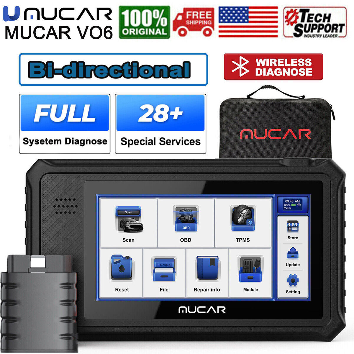 MUCAR VO6 ALL Sistema 28Funzione Diagnosi OBD2 Scanner Lettori Codici Tutto EUR 279,00 - IT