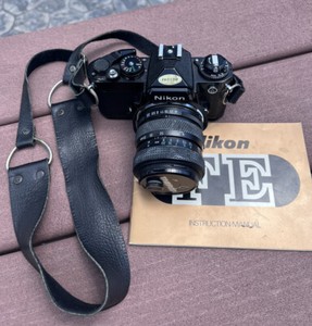 Nikon FE Black Camera w/Tamron 28-70mm Lens & Manual (original Warranty) LOOK!