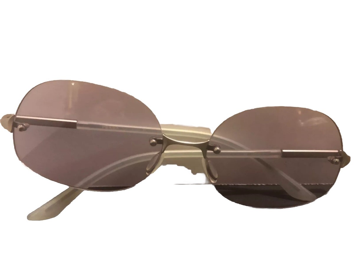 ORIGINAL VINTAGE PRADA RIMLESS SUNGLASSES SILVER / GRAY LILAC