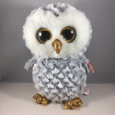 Ty Beanie Boos OWLETTE White Gray Owl 9" Medium MWMTs Stuffed Plush Animal Toy