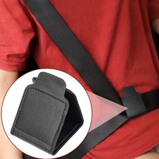 Black PU Leather Car Seat Belt Adjustable Limiter Fixed Clip Anti-stretching
