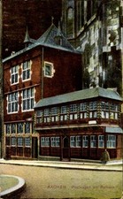 Ak Aachen,  Postwagen am Rathaus, Sehenswürdigkeit aus dem 16.... - 4869261