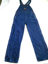 RED KAP Bib Overalls Blue Denim Jeans Workwear Carpenter Utility 34x34 USA EUC