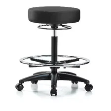 Zoro Select Br-Vhbso-Rg-Cf-Rc-8540 Bench Stool, Hi, Vinyl, Cf, Casters, Blk