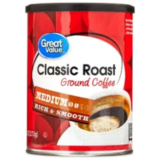 Great Value Classic Roast Ground Naturally Caffeinated Coffee, 9.6 oz Canister