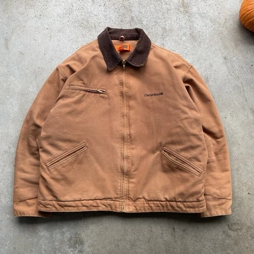 Vtg Cornerstone Detroit Jacket Men's Duck Brown Canvas Quilted Lined Size XL - product listing photo