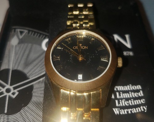 CROTON WATCH New In Box QUARTZ SS SWISS MVMT GOLDTONE ROMAN NUMERAL CN207109 - Picture 11 of 16