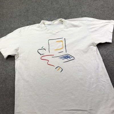 Vintage Apple Shirt Mens XL White Macintosh Computer Logo Graphic