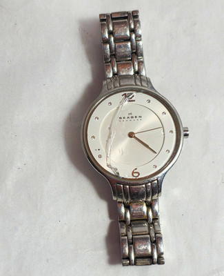 Skagen Women s Quartz Analog Dress Watch Silver Sunburst Dial SS Bracelet