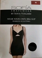 Sz Medium Womens Black Sofia Intimates Wear Your Own Bra Slip Seamless Sculpting