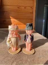 Antique CELLULOID JOINTED KEWPIE BRIDE GROOM WEDDING CAKE TOPPER JAPAN