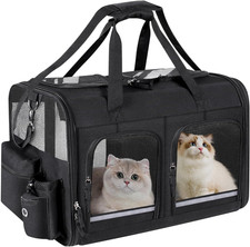 Cat Carrier for 2 Cats, Foldable Double Cat and Dog Carrier, Small to Medium Siz