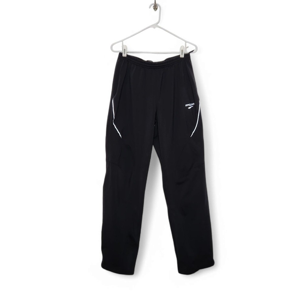 Brooks Running Track Pants Medium Zip Black Elastic Waist Joggers