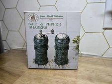 Classic Living Green Marble Collection Salt and Pepper Shakers. New In Box