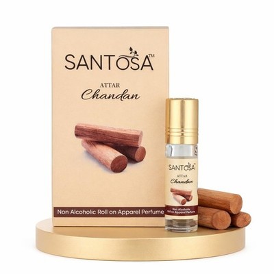 Santosa Chandan Attar 6ml Roll-On   Pure Sandalwood Ittar 6ml , Long Lasting