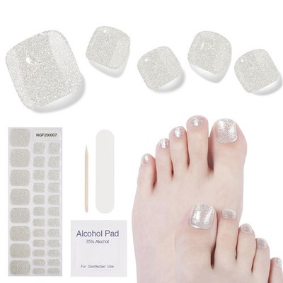 Semi Cured Gel Pedicure Strips, 32 Solid Color Gel Toenail Stickers Full Nail...
