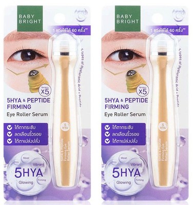 2 x Baby Bright 5HYA Peptide Firming Eye Roller Serum 15ml Moist Vibrant Glowing