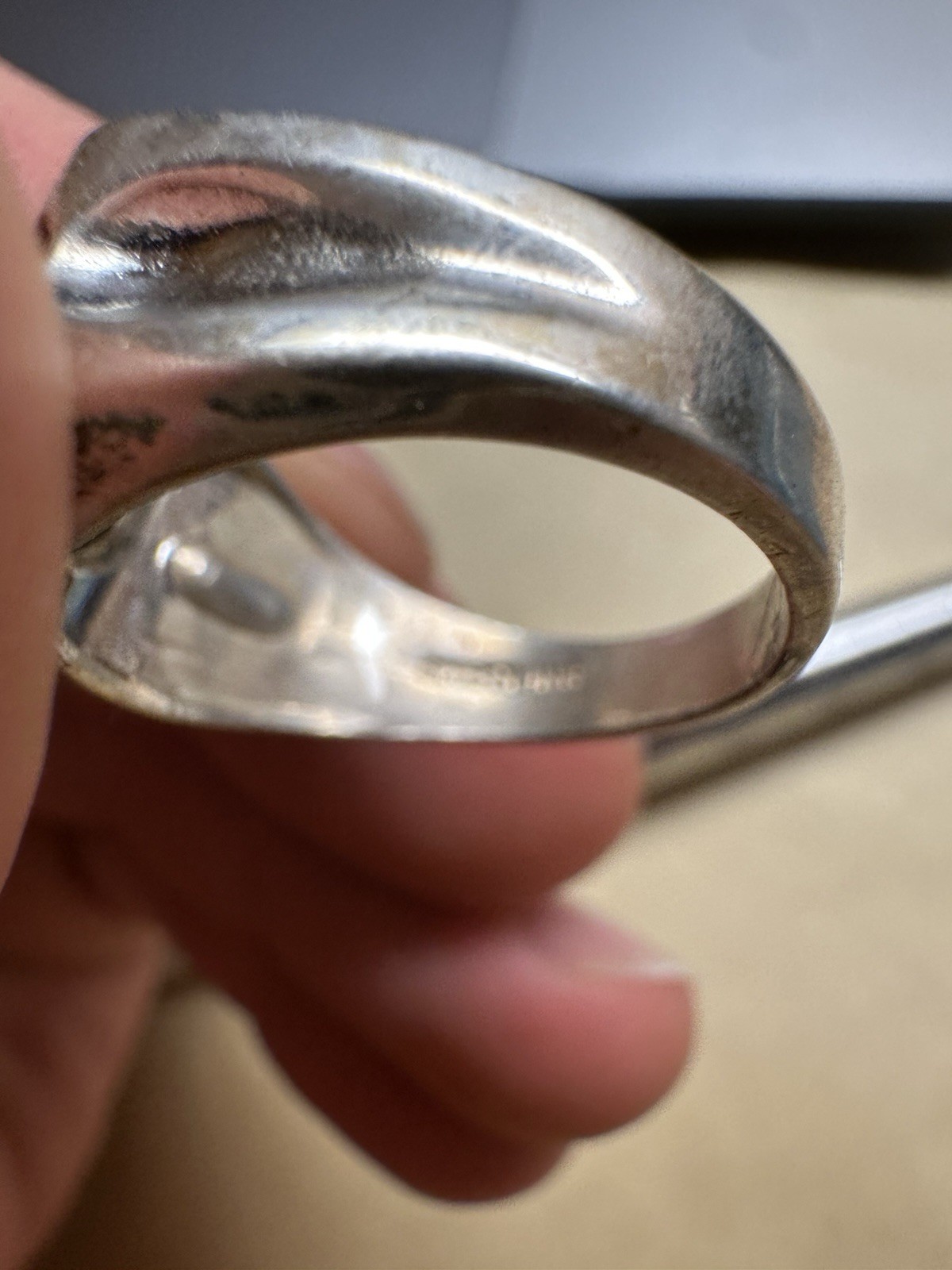 Sterling Silver E Initial Signet Ring - image 4