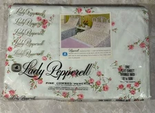 VINTAGE NOS Lady Pepperell Honeymoon Rose Flat Sheet Double 100% cotton in bag