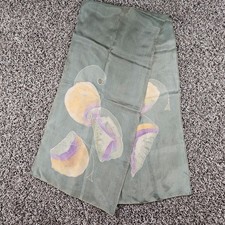 Vintage Womens Signed Silk Scarf Sage Green Delicate Floral Print