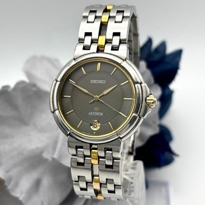Seiko Asterisk Quarzuhr Datum schwarzes Zifferblatt 33 mm Armband 18 cm aus...