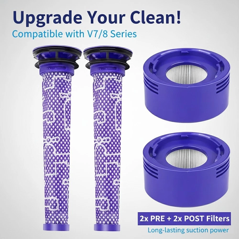 HEPA Filter 2x Pre & 2x Post For Dyson V8 V7 Animal Absolute Vacuum Replacement