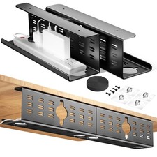 2 Pack Cable Management Under Desk Black, 32" Large Cable Management Tray, Un...
