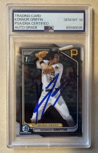 KONNOR GRIFFIN Autographed 1st Bowman Chrome PSA 10 Gem Mint BDC-22 Pirates 🔥🔥