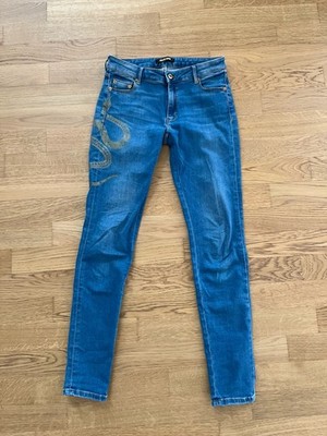 Jeans Hose Roberto Cavalli Damen Gr. IT 42 ( S ) Denim mit Schlangen Print blau