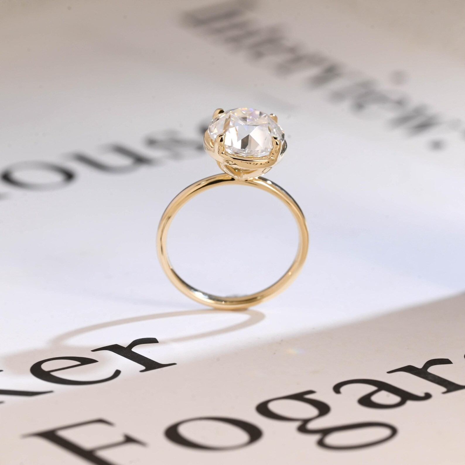 1.25CT Round Shape Old Mine Cut Natural Diamond Solitaire Ring 14k ...