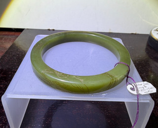 Very Rare Antique/ Vintage Chinese Yellow Jade Special Form Bangle
