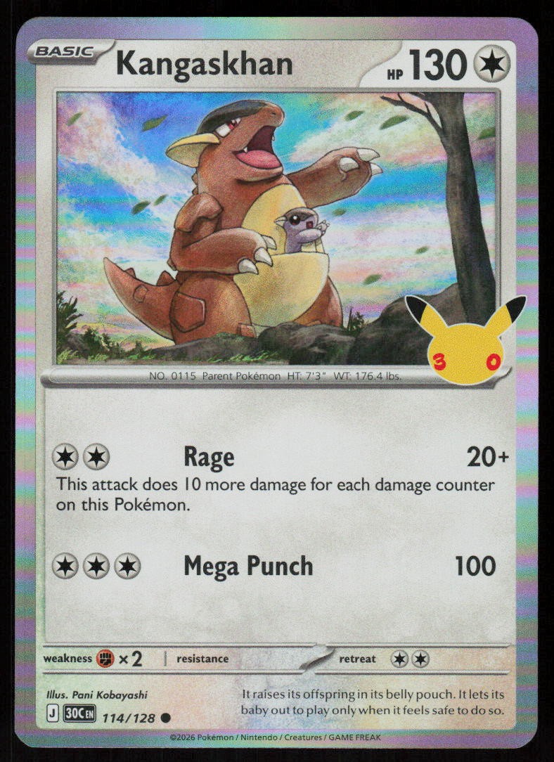 Kangaskhan 114/128 Common ME: 30th Celebration Pokemon Holo Near Mint