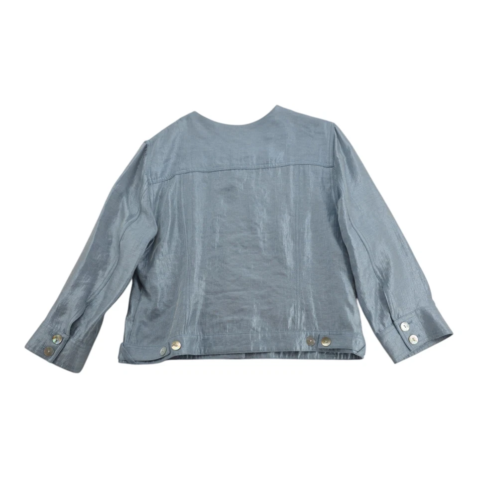 Ruby Rd Women’s Light Blue Shimmer Button Front Jacket Blazer Size 12 - Image 2 of 4