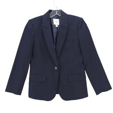 J CREW Suiting Navy Blue Blazer 100 Cotton 1-Button Style B9333 Size 2