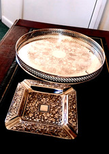 ARTHUR PRICE VINTAGE GALLERIED TRAY AND VINERS ASH TRAY BOTH SILVER PLATED