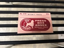 original 1976 WRIGLEY FIELD CHICAGO PRESS BOX ANNEX PASS..FREE SHIPPING