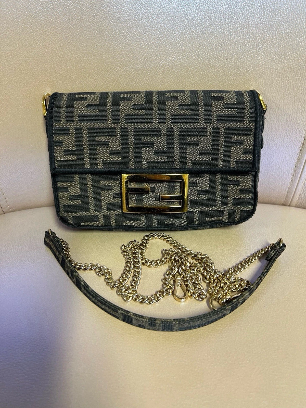 Fendi — Authentic Pre-owned Fendi Baguette Mini FF Canvas Crossbody Bag