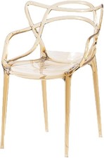 4X Modern Style Polycarbonate Stackbl Plastic Dining Chairs in TRANSPARENT AMBER