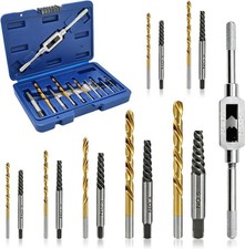 15 Pieces Screw Extractor Set HSS Left Hand Drill Bits Set Removing Stripped