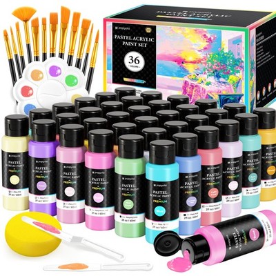 52 PCS Pastel Acrylic Paint Set with 12 Brushes, 2 Knives & Palette, 36 Color...