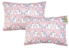 ZPECC Toddler Pillow with Pillowcase 2 Pack 4 Piece Set 13"x18", Pink Unicorn