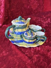Beautiful Rare. Miniature Multicolor Ceramic Set Of 9 Pieces Tea Set.Pre Owned.